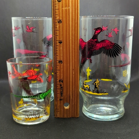 Anchor Hocking Glasses and Juice Glass pheasants and hunters - Picture 2 of 7